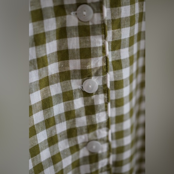 Piglet in Bed Botanical Green Gingham Linen Night Shirt - Picture 6 of 7